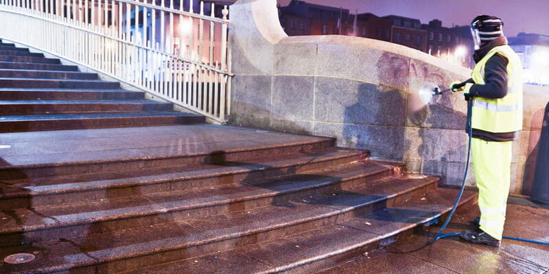 Removing graffiti from Hapenny Bridge P Mac Removing graffiti from Hapenny Bridge P Mac