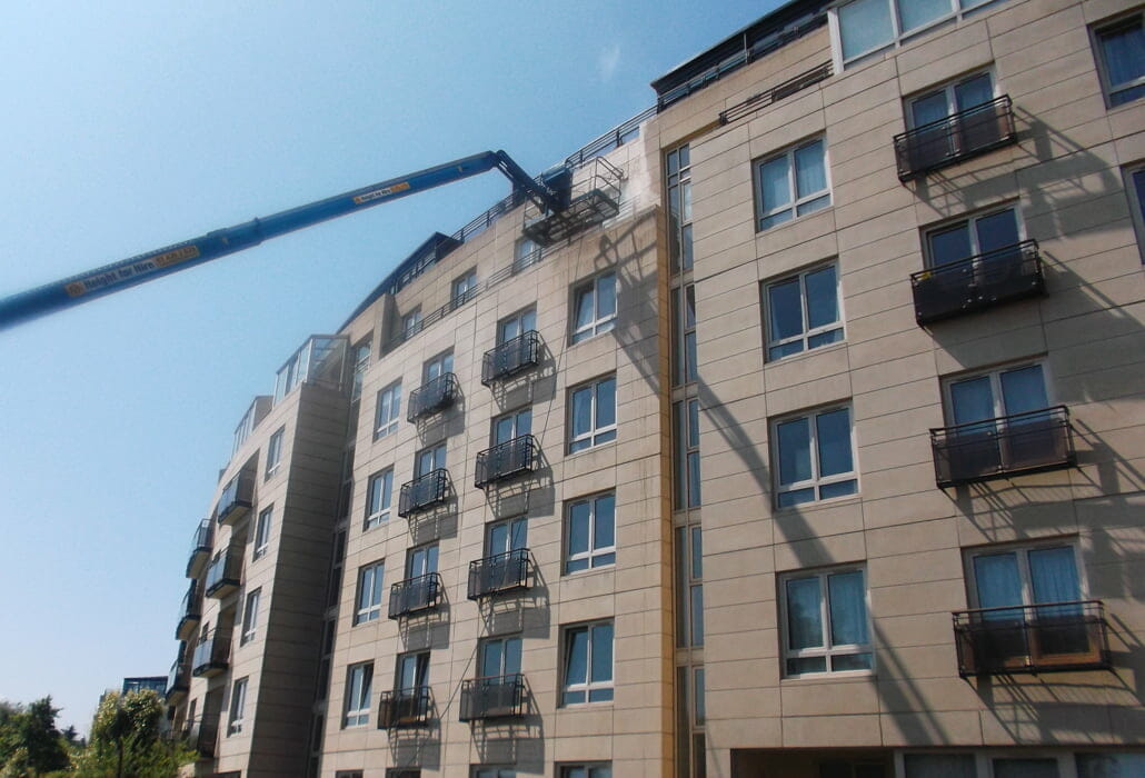 P Mac cleaning techrete facade at Cedars & Oaks Ballsbridge Cleaning techrete facade - Cedars & Oaks, Ballsbridge