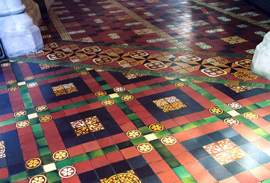 Restored and polished tiles Christchurch Cathedral P Mac
