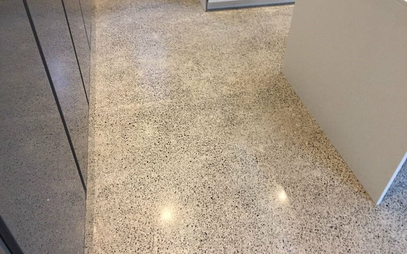 Polished concrete floor with a platinum finish P Mac