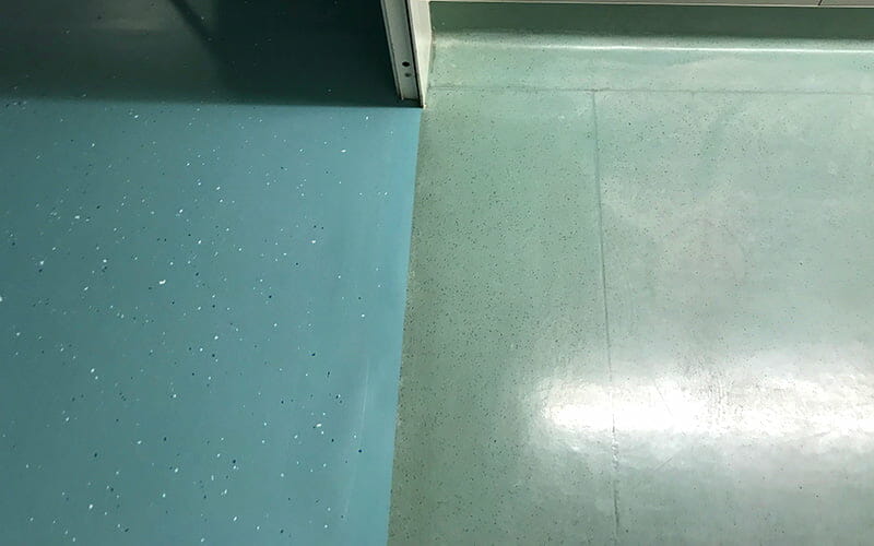 Comparison between the old and new Wearmax treated floor