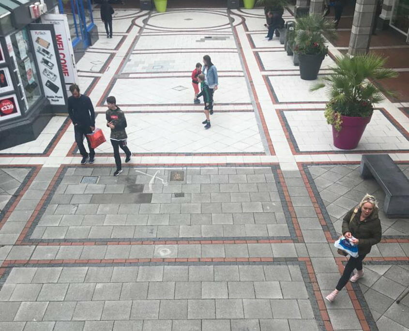 Kilkenny Shopping Centre granite tiles being cleaned – P Mac Heritage Contractors Kilkenny Shopping Centre granite tiles being cleaned - P Mac Heritage Contractors