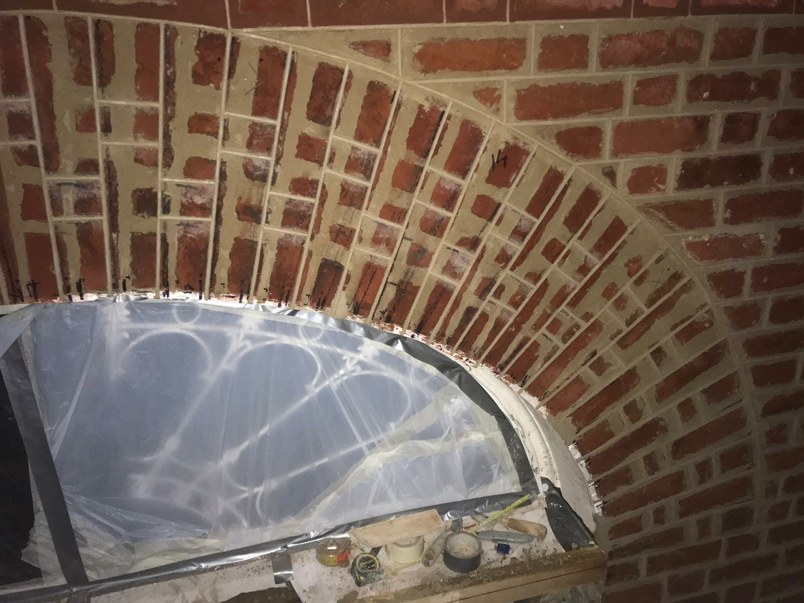 Gauging brickwork in door archway