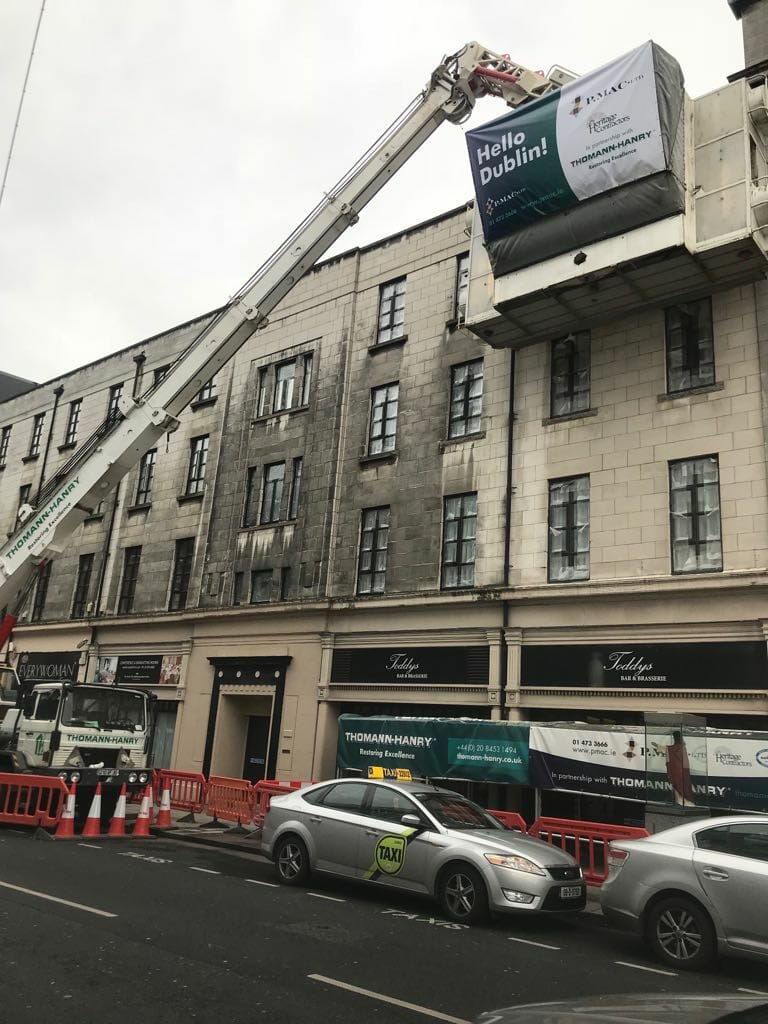 Cleaning side elevation of Gresham Hotel