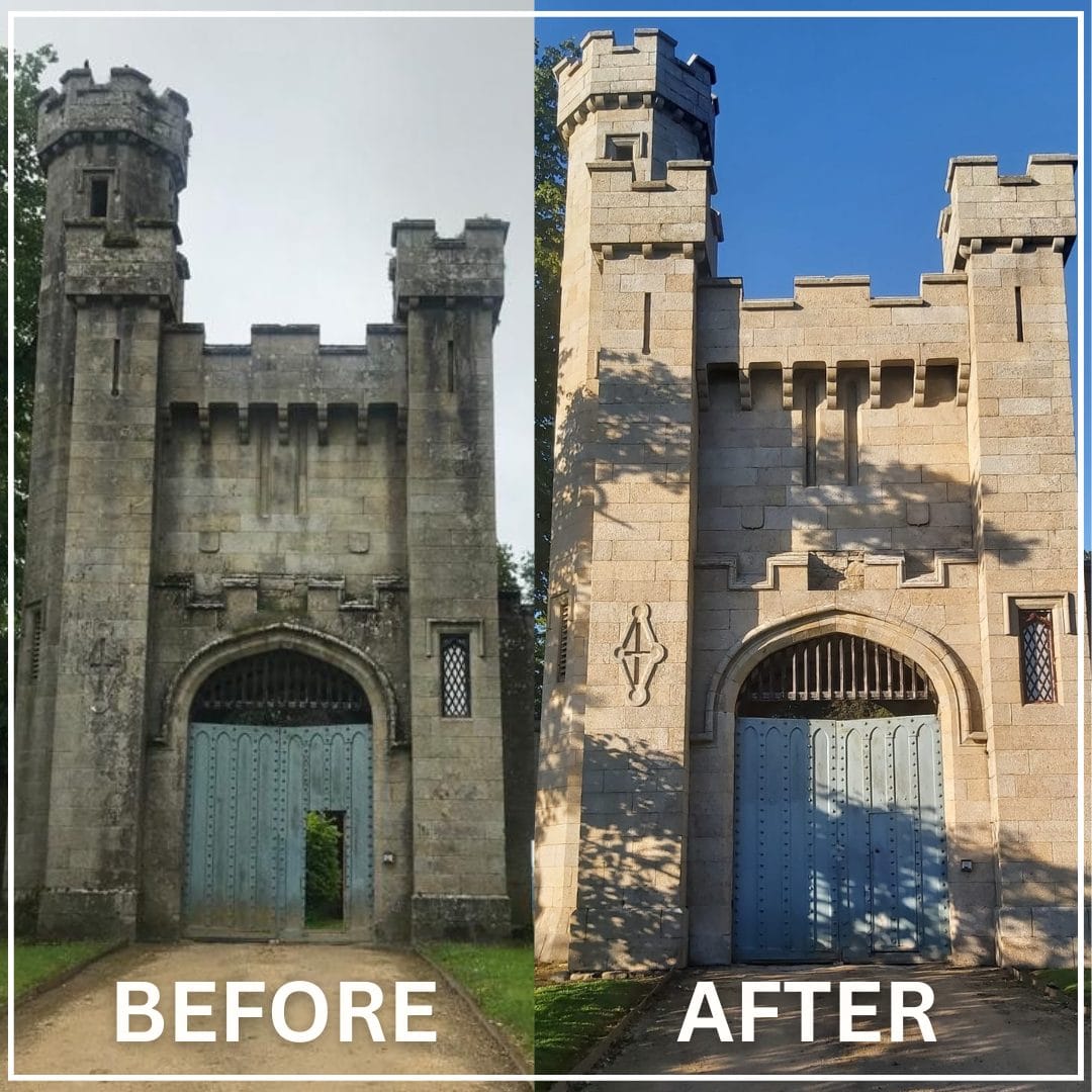 B House Before and after of the cleaning of Boriss house gatehouse