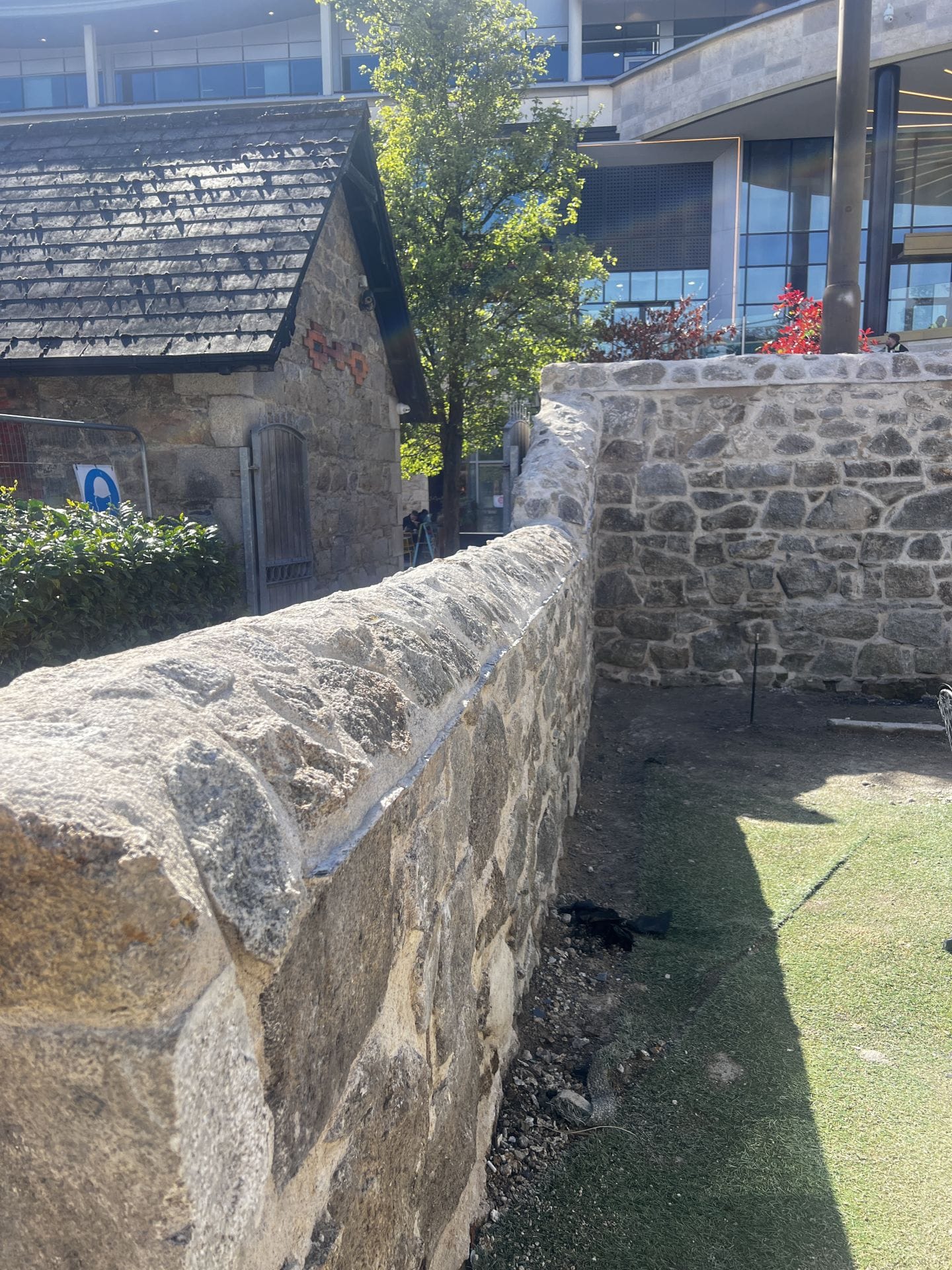 Wall C, fully rebuilt and repointed using traditional methods. Wall C, fully rebuilt and repointed using traditional methods.