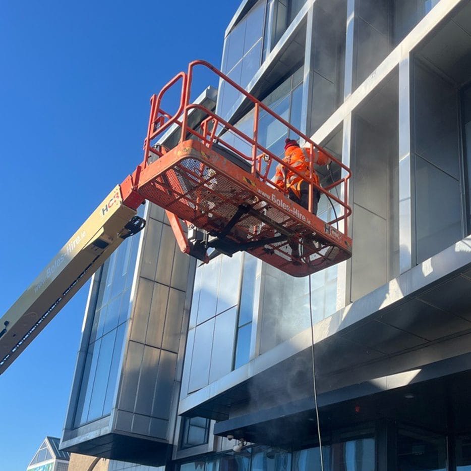 MEWP being used by PMAC for cleaning at height MEWP being used by PMAC for cleaning at height