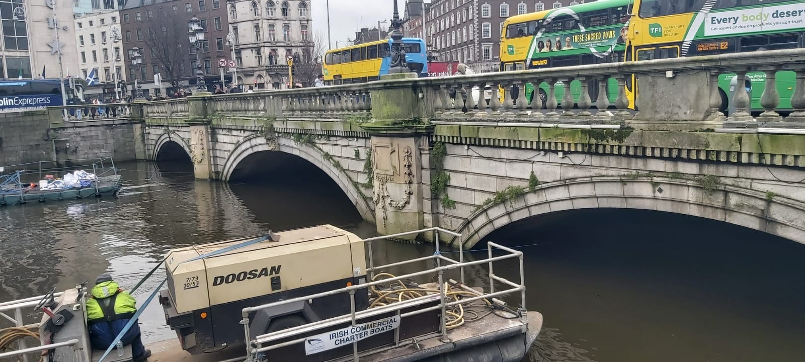 O'Connell Bridge, Dublin City Centre, prior to cleaning by PMAC