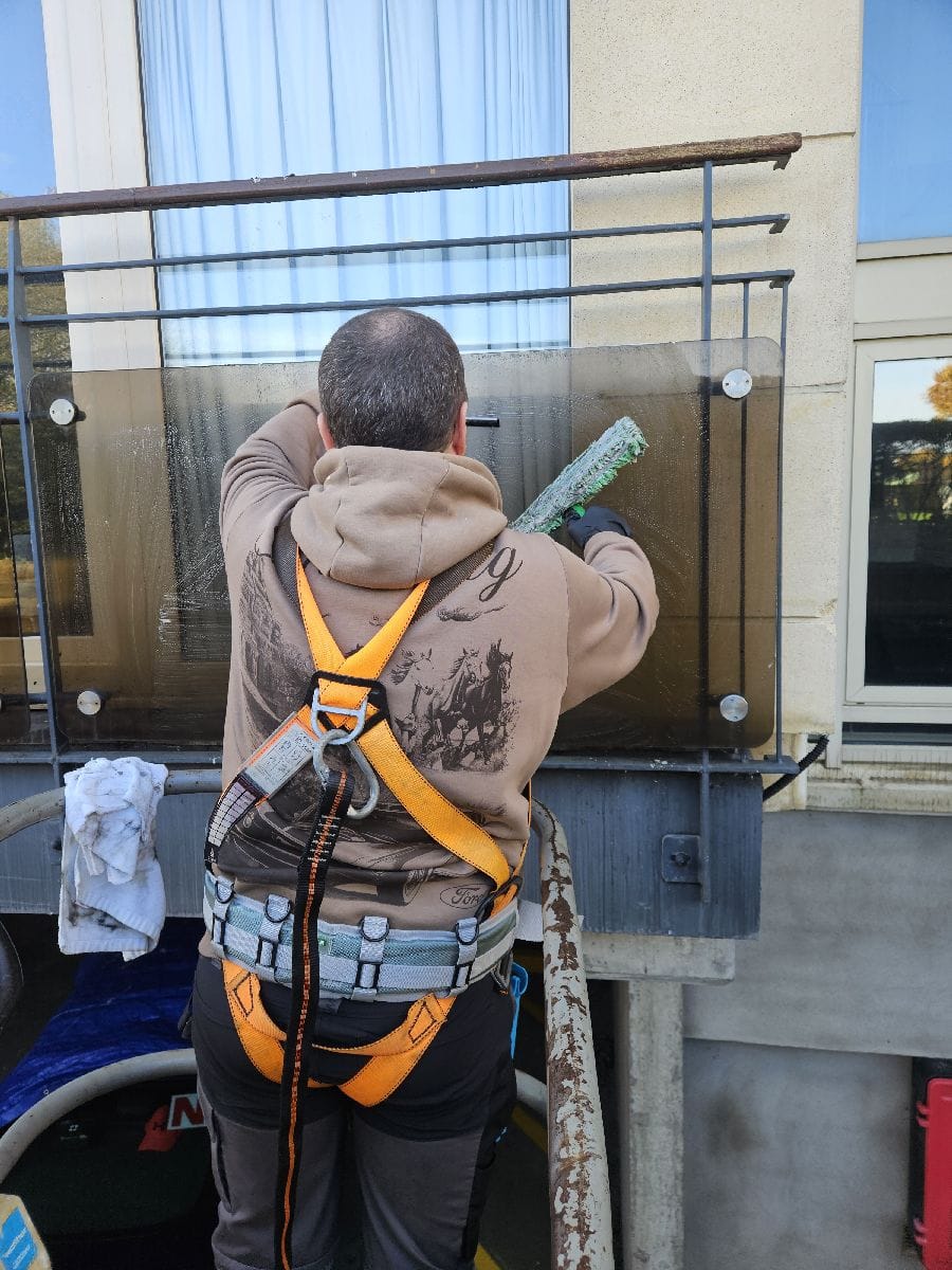 PMAC operator cleaning facade at the Pines Apartment Complex in Ballsbridge